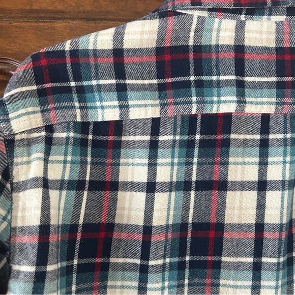 Sonoma Casual Button Down Shirt Red White and Blue Flannel Plaid Men size Small - Picture 7 of 14